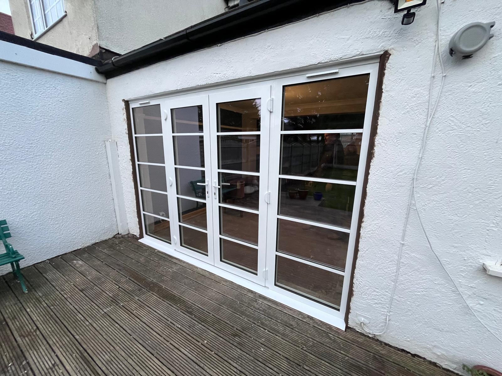 We recently completed a feature installation at a property in Ainsdale, Southport, Liverpool, Manchester, Blackburn, Lancaster, Ormskirk, Preston - fitting a set of white Crittall-style French doors with matching sidelights to create a striking and elegant rear elevation.