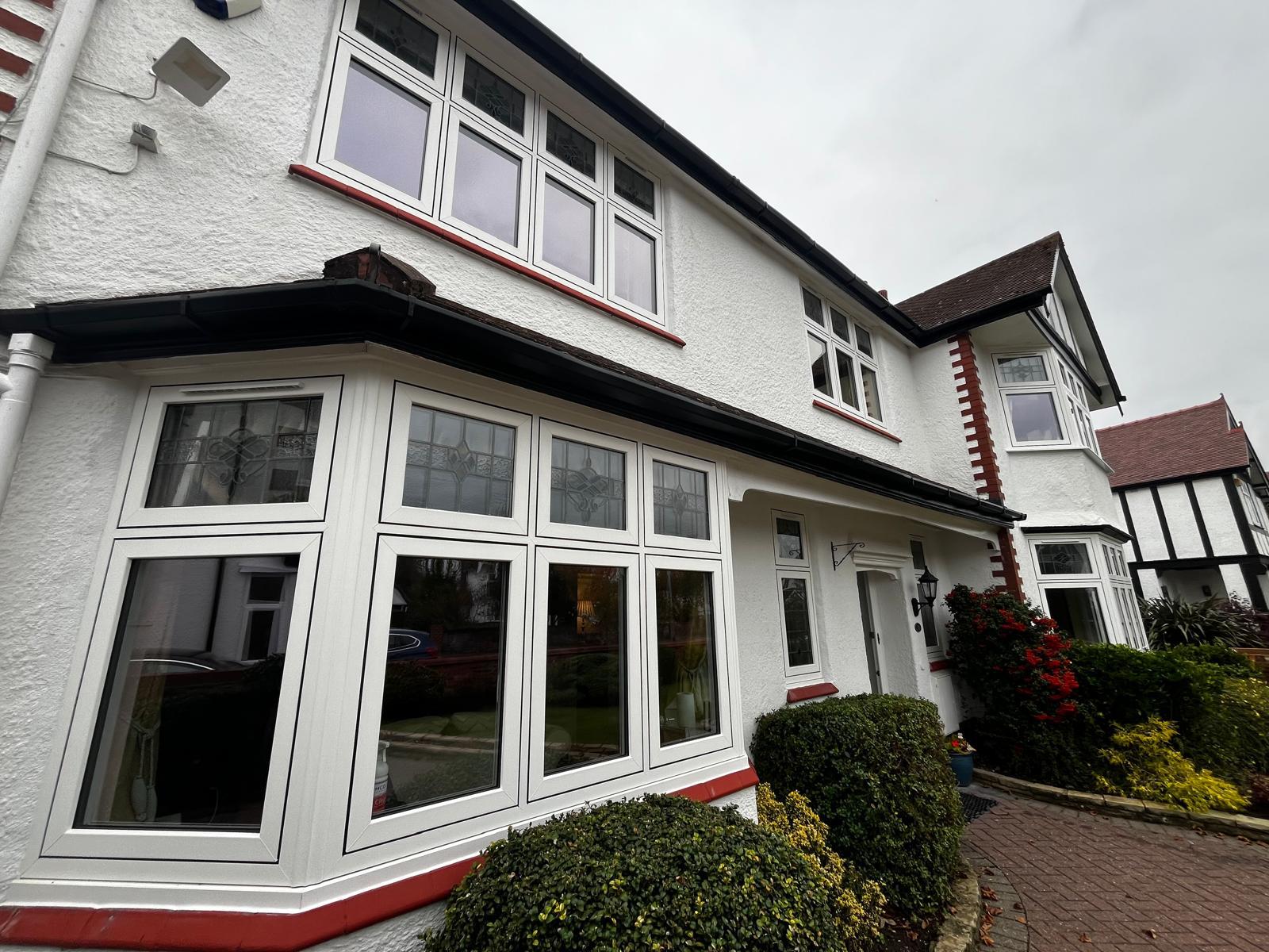 White flush sash windows Birkdale Encapsulated lead double glazing Bay window replacement
