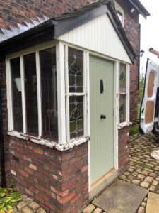 We recently completed a full porch installation at a property in Rufford, supplying and fitting a cream on white PVCu porch with matching windows and a Chartwell Green composite door. We also supply and fit coloured PVC and composite doors in Southport, Ormskirk, Liverpool, Chester, Manchester, Bolton, Blackburn, Preston, Lancaster and all surrounding areas in the Northwest.