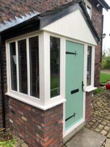 We recently completed a full porch installation at a property in Rufford, supplying and fitting a cream on white PVCu porch with matching windows and a Chartwell Green composite door. We also supply and fit coloured PVC and composite doors in Southport, Ormskirk, Liverpool, Chester, Manchester, Bolton, Blackburn, Preston, Lancaster and all surrounding areas in the Northwest.