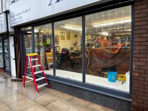 Store front PVC window supplied and fitted in Southport, Merseyside.