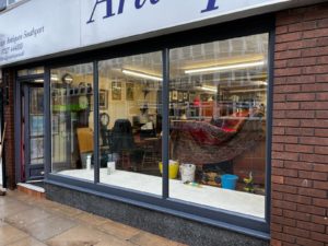 Store front PVC window supplied and fitted in Southport, Merseyside.