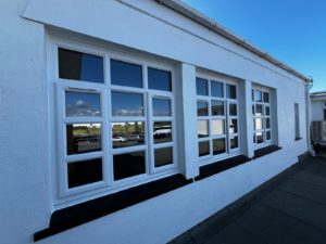 Royal Birkdale Golf Club window replacement and repairs. Windowcare Northwest carrying out work to replace and repair PVC windows including the installation of new white PVCu windows, replacement of failed double glazed units, and repairs to hinges, handles and locking mechanisms.