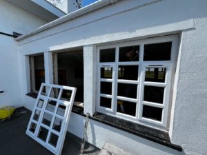 Royal Birkdale Golf Club window replacement and repairs. Windowcare Northwest carrying out work to replace and repair PVC windows including the installation of new white PVCu windows, replacement of failed double glazed units, and repairs to hinges, handles and locking mechanisms.