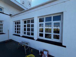 Royal Birkdale Golf Club window replacement and repairs. Windowcare Northwest carrying out work to replace and repair PVC windows including the installation of new white PVCu windows, replacement of failed double glazed units, and repairs to hinges, handles and locking mechanisms.