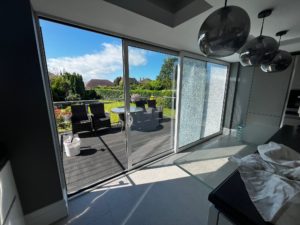 We recently completed a project in Southport, supplying and fitting a set of white aluminium bi-fold doors (four panels) to create a seamless connection between the home and garden.