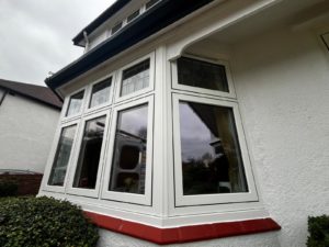 White flush sash windows Birkdale Encapsulated lead double glazing Bay window replacement