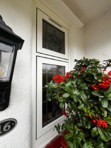 White flush sash windows Birkdale Encapsulated lead double glazing Bay window replacement