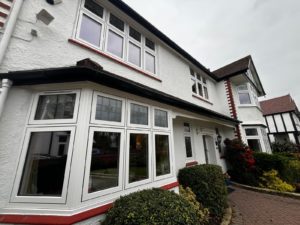 White flush sash windows Birkdale Encapsulated lead double glazing Bay window replacement