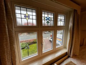 White flush sash windows Birkdale Encapsulated lead double glazing Bay window replacement
